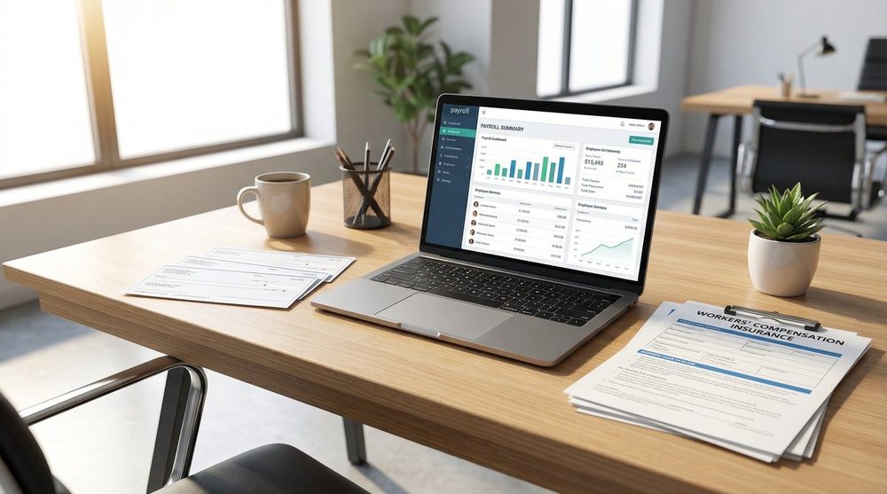 Framing contractor using pay-as-you-go workers compensation payment system integrated with payroll software eliminating large deposit requirements and audit surprises